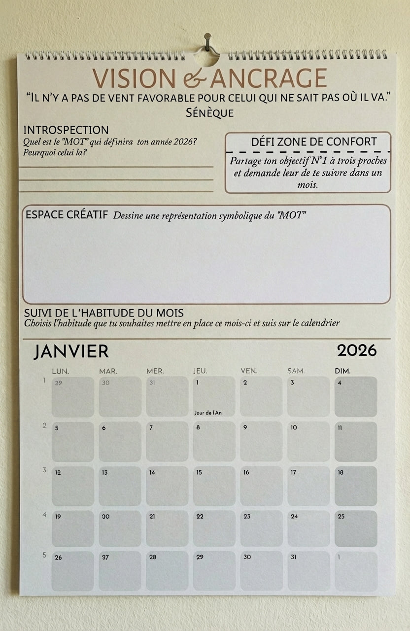 Calendriers mural 2026 L'instantbox : Votre année entre Introspection et Audace