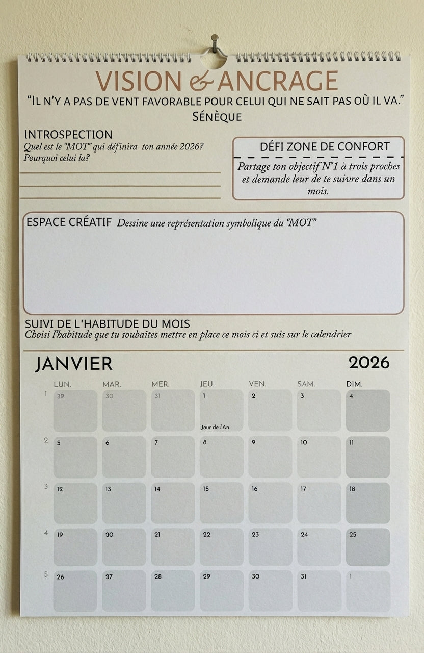 Calendriers mural 2026 L'instantbox : Votre année entre Introspection et Audace
